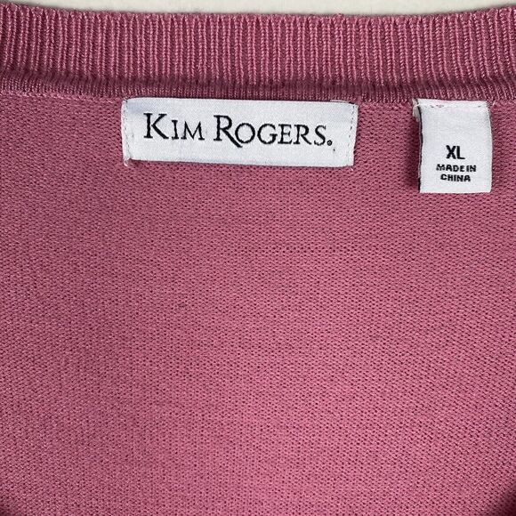 Kim Rogers XL Pullover Sweater Top Tunic Comfort Pink Modern Spring - Picture 4 of 5